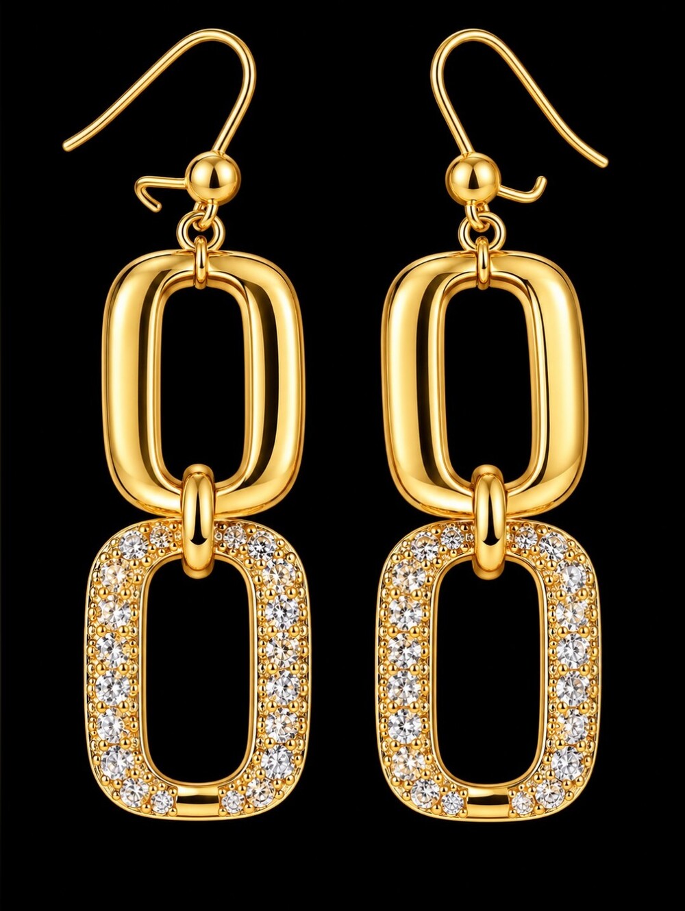 22kgp Dubai Jewelry Gold Linked Drop Earrings - Brand Unspecified